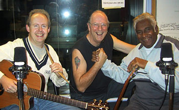 Bob Howe, John Nutting and Jimmy Little at the ABC Studio. Photo by Buzz Bidstrup.